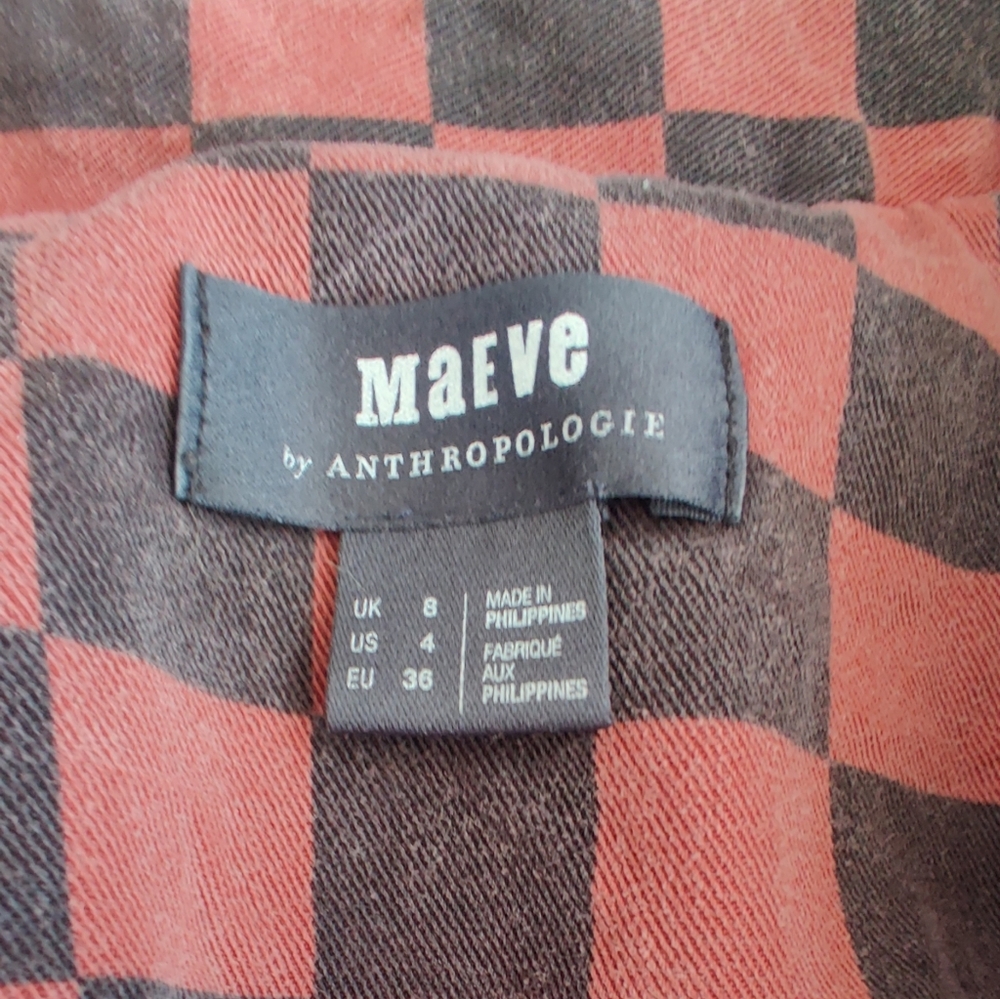 Maeve by Anthropologie Checked Button-Front Blazer – Copper & Black Size 4 - Picture 5 of 5